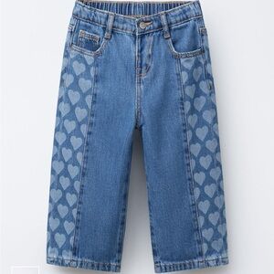 Zara Kids Heart Print Culotte Jeans - 5T 6T